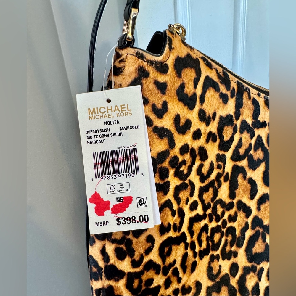 Michael Kors Nolita Medium Leopard Print Calf Hair Convertible Shoulder Bag NWT - Picture 16 of 16